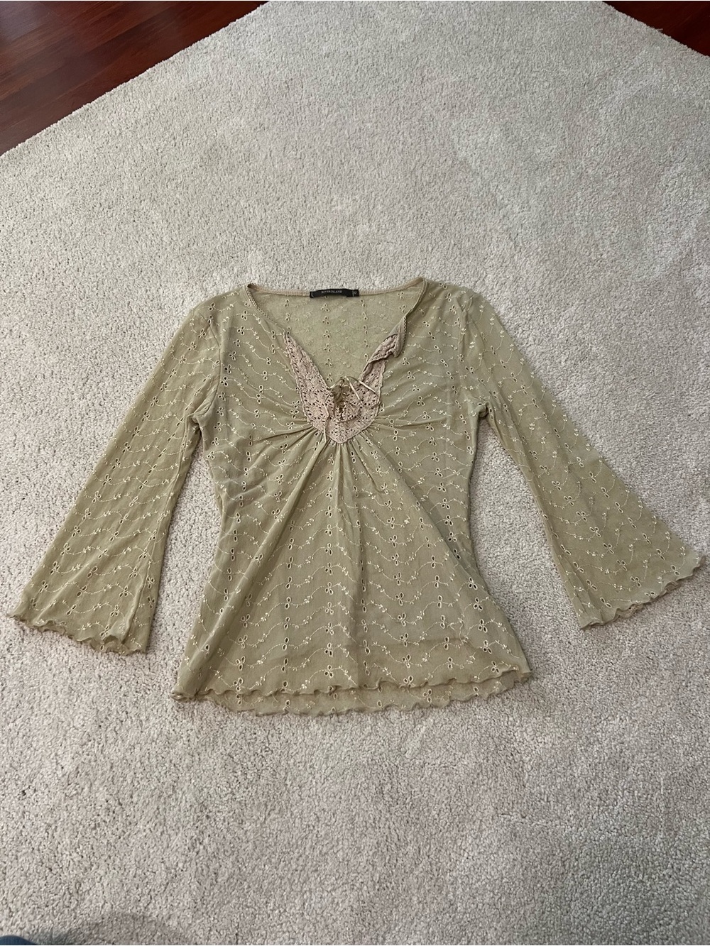 Women's Tan V-Neck Top